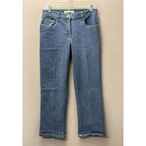 Vintage Bill Blass Jeans Women's Sz 6 EasyFit Green Stitches Mid-Rise Blue Denim